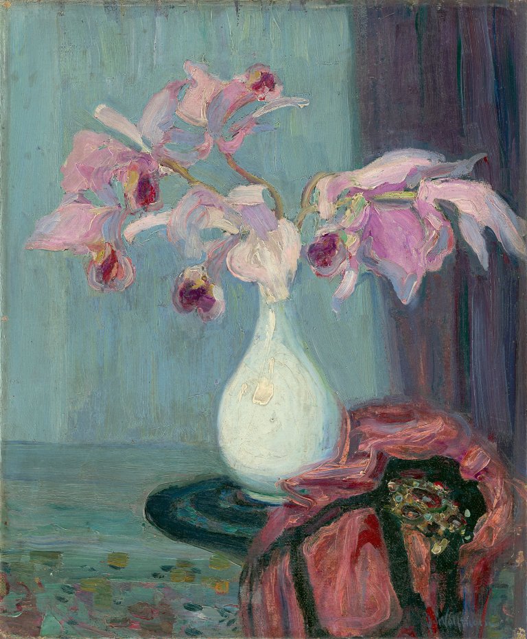 Auf diesem Bild ist das folgende Kunstwerk zu sehen: Julie Wolfthorn. Blumenstilleben.