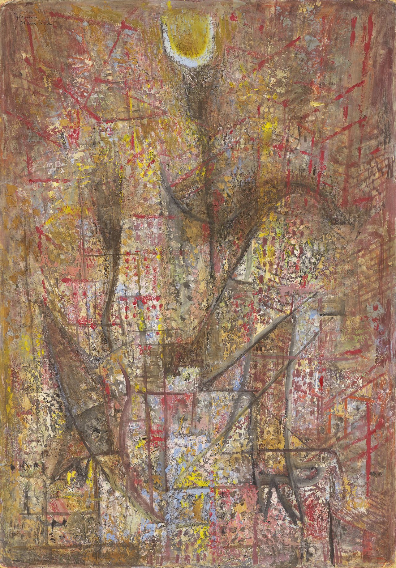 Auf diesem Bild ist das folgende Kunstwerk zu sehen: Jeanne Mammen. „Mond über New York („Großstadtpflanze“)“. Um 1950-54.