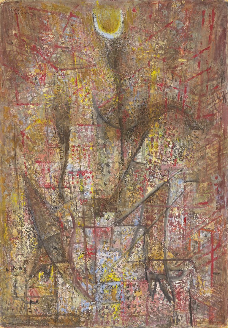 Auf diesem Bild ist das folgende Kunstwerk zu sehen: Jeanne Mammen. „Mond über New York („Großstadtpflanze“)“. Um 1950-54.