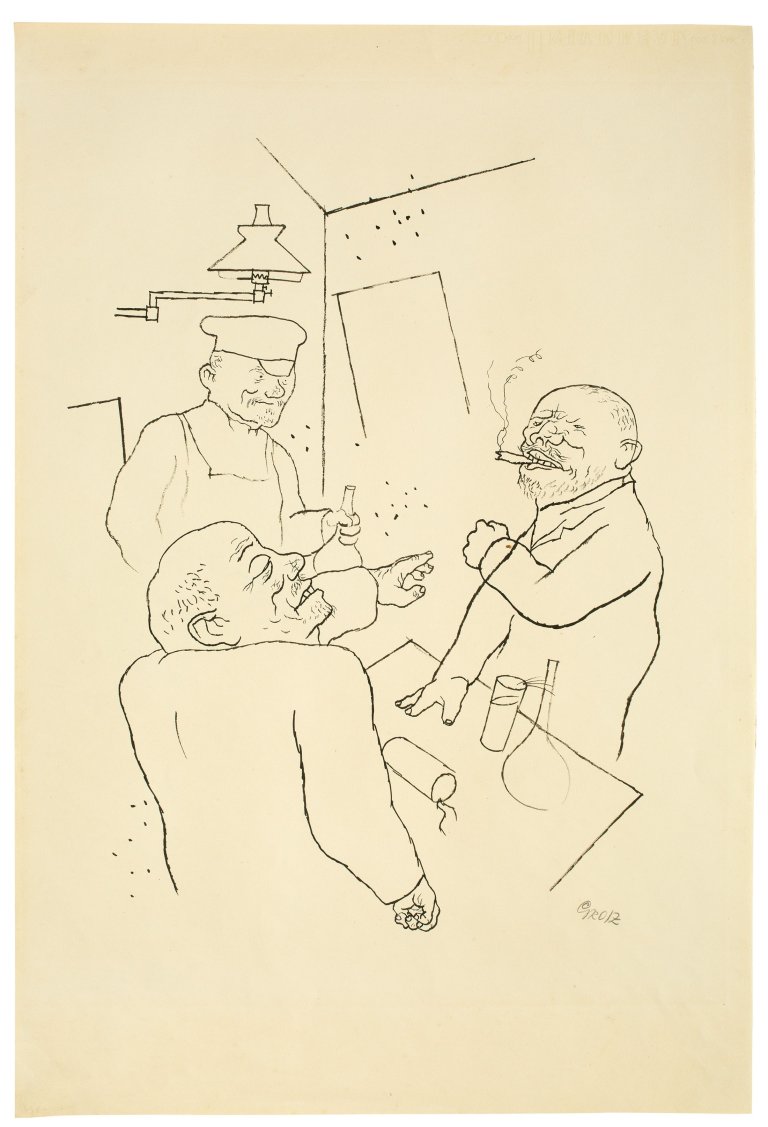 Auf diesem Bild ist das folgende Kunstwerk zu sehen: George Grosz. Im Wirtshaus. 1921.