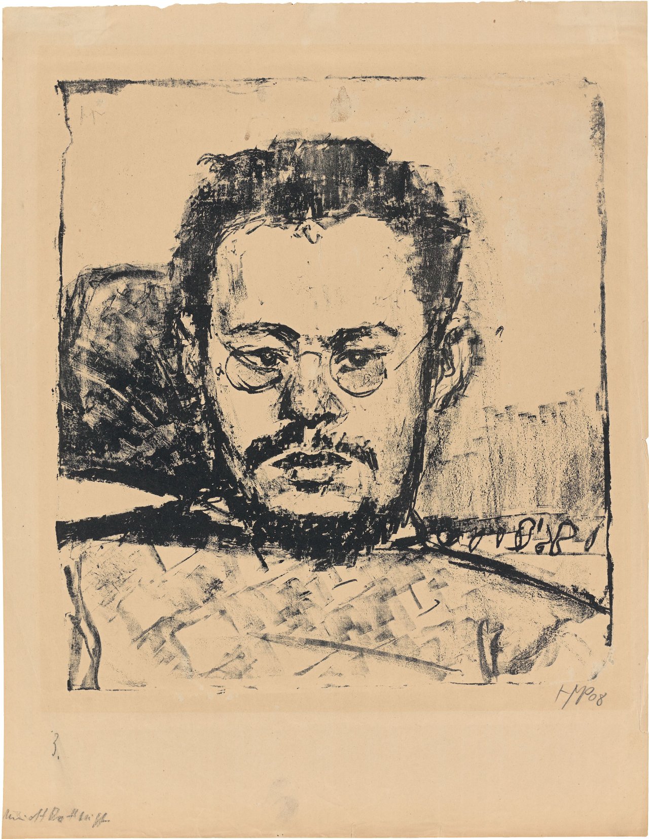 Auf diesem Bild ist das folgende Kunstwerk zu sehen: Max Pechstein. „Bildnis Schmidt-Rottluff“. 1908.