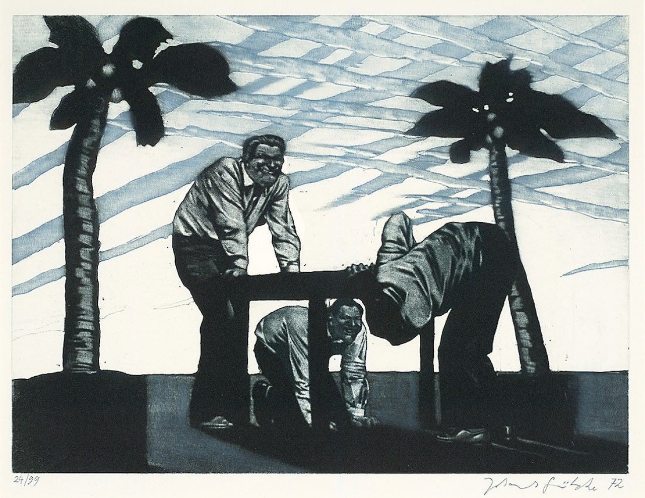 Auf diesem Bild ist das folgende Kunstwerk zu sehen: Johannes Grützke. „Basler Spiele“. 1974.