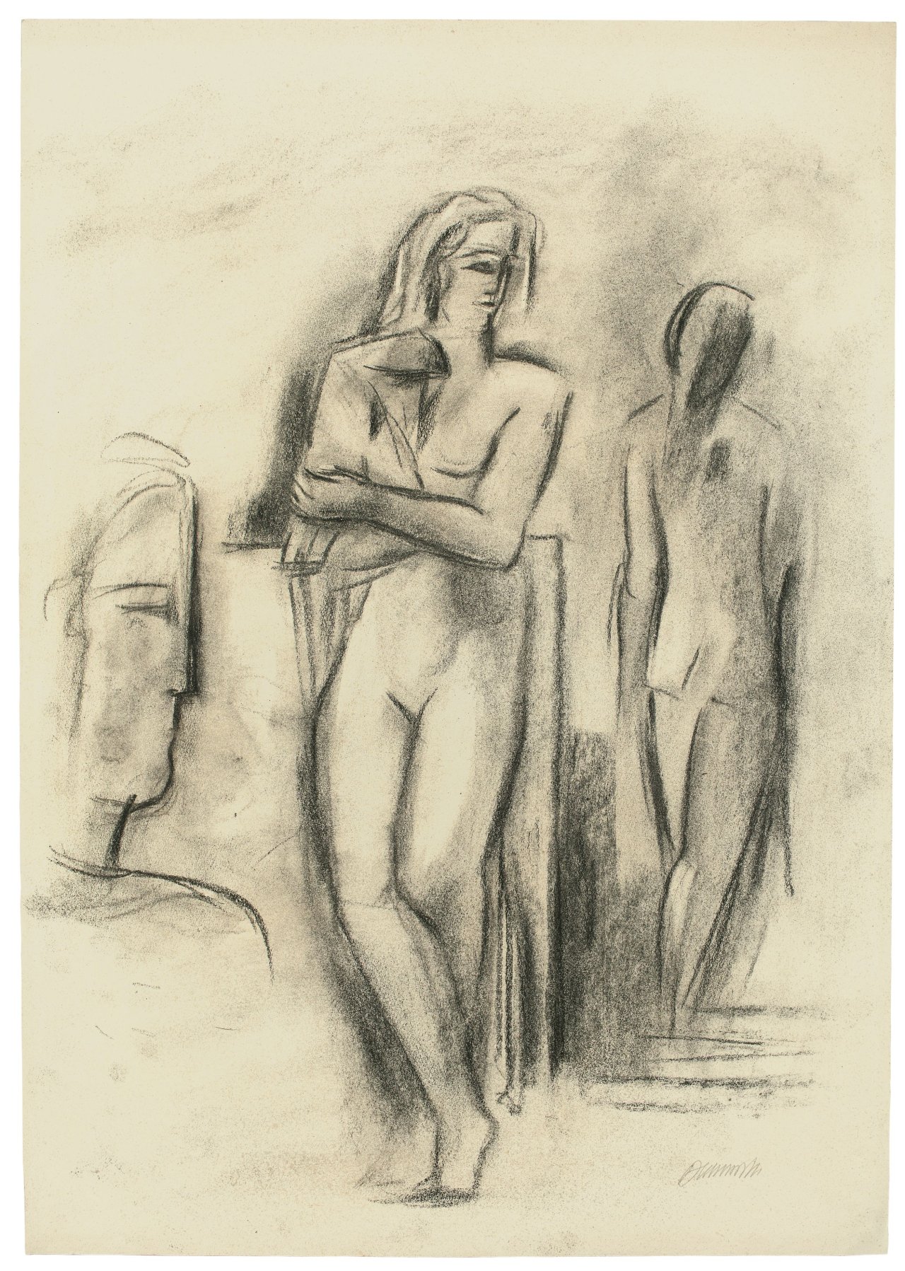 Auf diesem Bild ist das folgende Kunstwerk zu sehen: Willi Baumeister. „Maler und Modell“. 1913.
