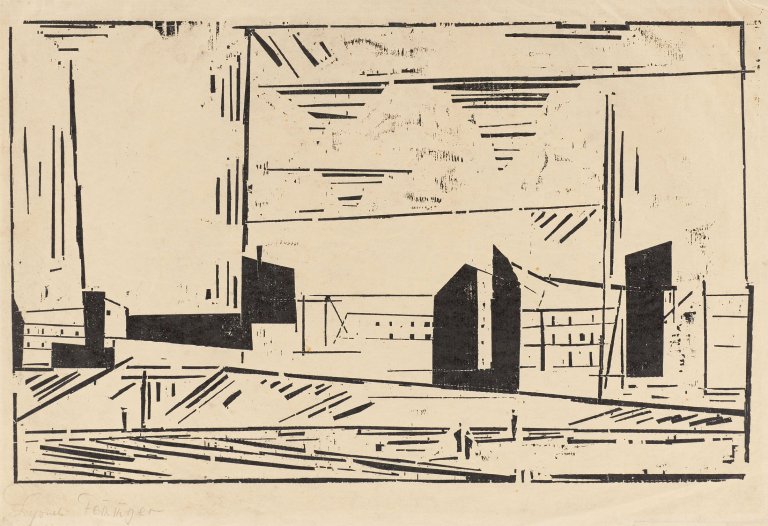 Auf diesem Bild ist das folgende Kunstwerk zu sehen: Lyonel Feininger. „Vorstadt 1“. 1924.