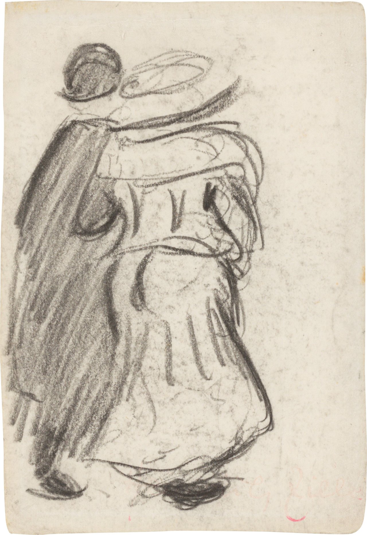 Auf diesem Bild ist das folgende Kunstwerk zu sehen: Heinrich Zille. Spazierendes Paar von hinten.