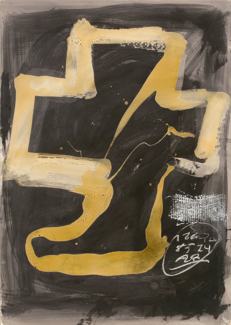 Auf diesem Bild ist das folgende Kunstwerk zu sehen: Antoni Tàpies. Personnage assis (Variations XI). 1984.