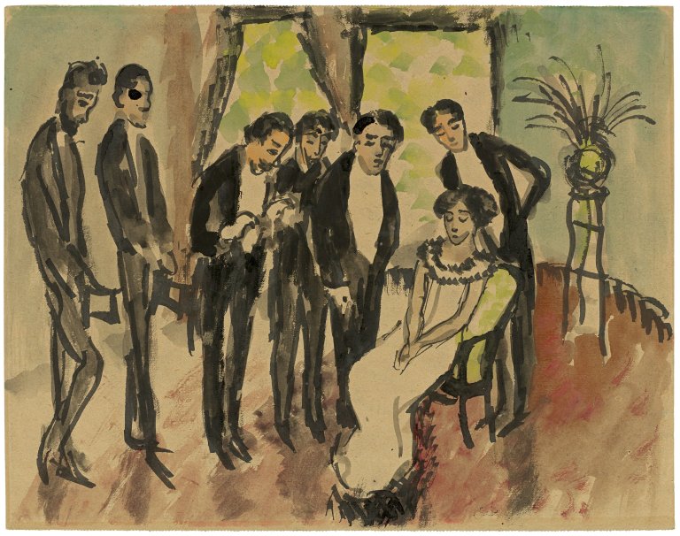 Auf diesem Bild ist das folgende Kunstwerk zu sehen: August Macke. „Lustspielszene“. 1911.