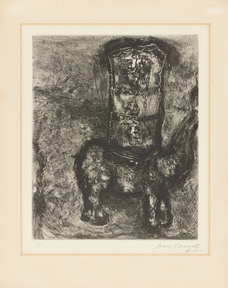 Auf diesem Bild ist das folgende Kunstwerk zu sehen: Marc Chagall. Aus: „Jean de La Fontaine Fables“. Um 1930.