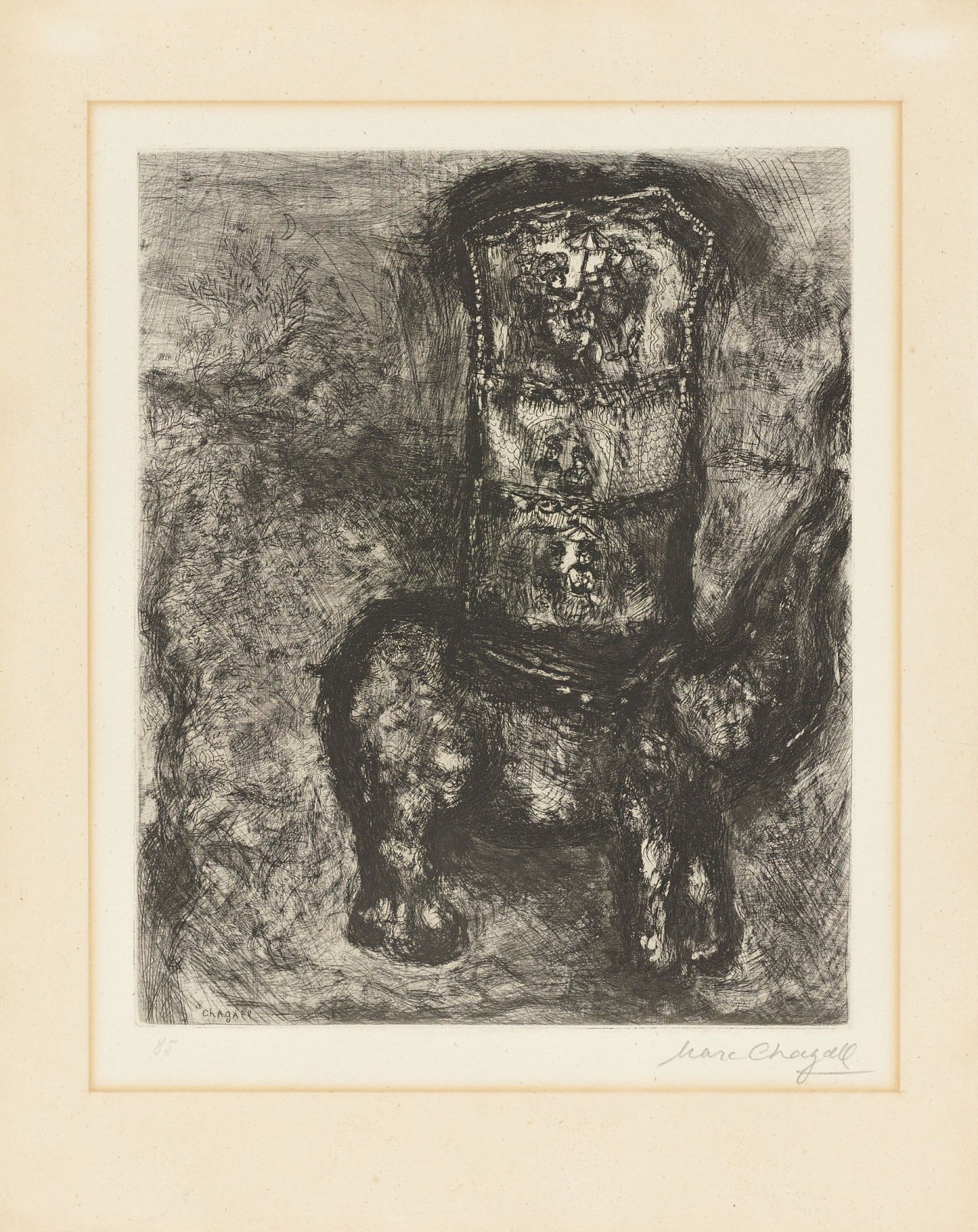 Auf diesem Bild ist das folgende Kunstwerk zu sehen: Marc Chagall. Aus: „Jean de La Fontaine Fables“. Um 1930.