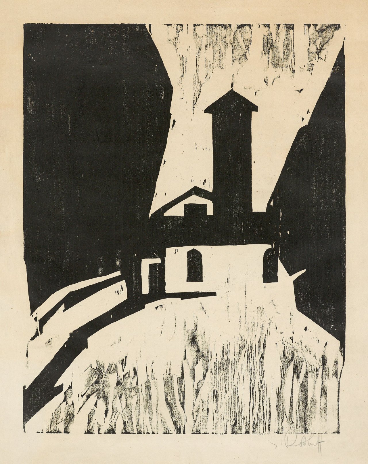 Auf diesem Bild ist das folgende Kunstwerk zu sehen: Karl Schmidt-Rottluff. „Villa mit Turm“. 1911.