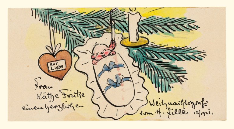 Auf diesem Bild ist das folgende Kunstwerk zu sehen: Heinrich Zille. Weihnachtsgruß. 1921.