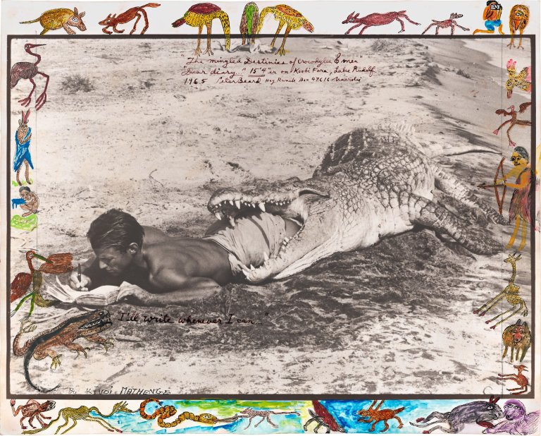 Auf diesem Bild ist das folgende Kunstwerk zu sehen: Peter Beard. „I‘ll write whenever I can...“. 1965.