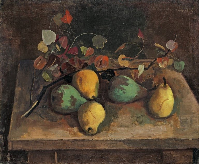 Auf diesem Bild ist das folgende Kunstwerk zu sehen: Karl Hofer. „Birnenstilleben“. 1943.
