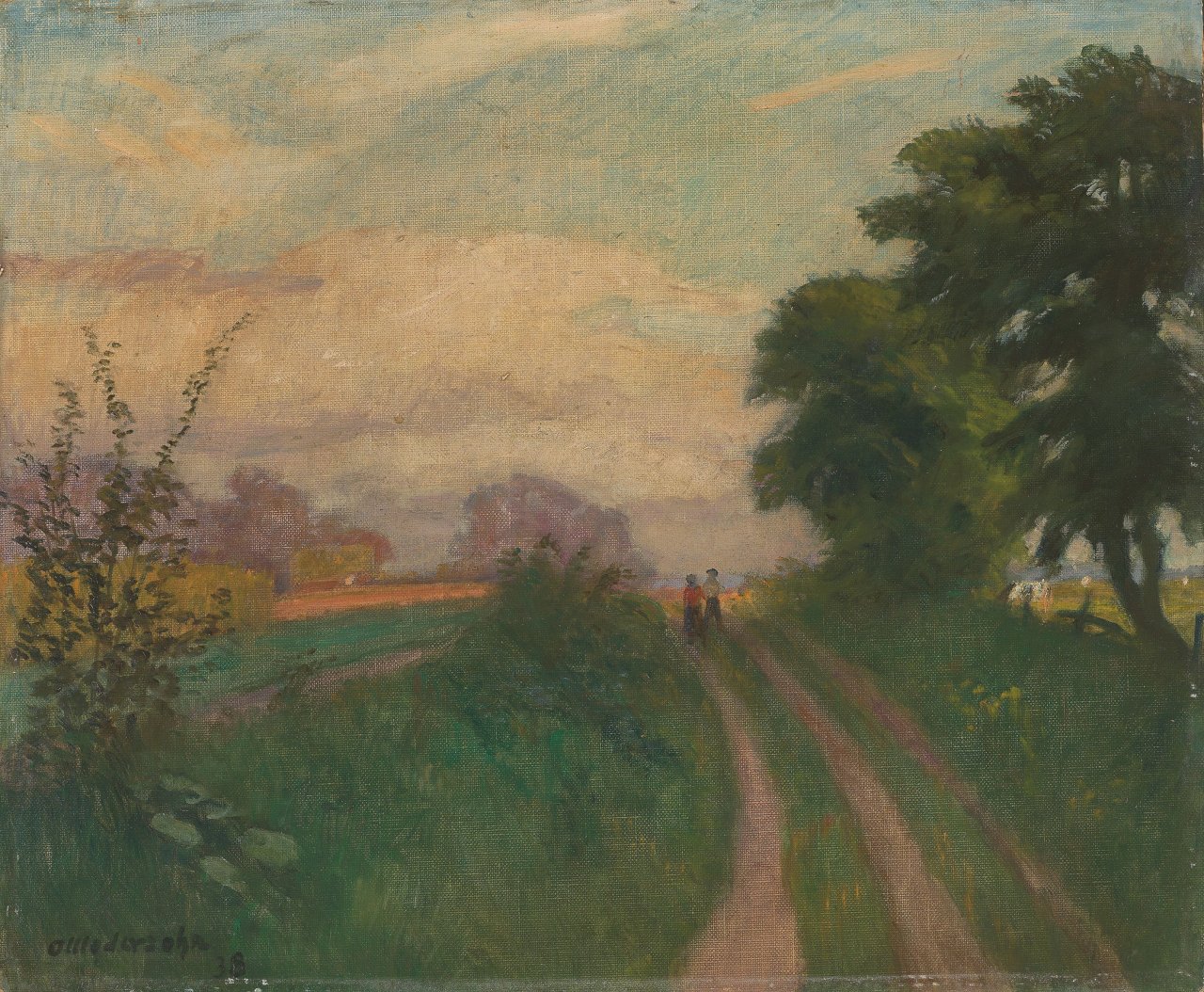 Auf diesem Bild ist das folgende Kunstwerk zu sehen: Otto Modersohn. „Weg nach Surheide - Abendsonne“. 1938.