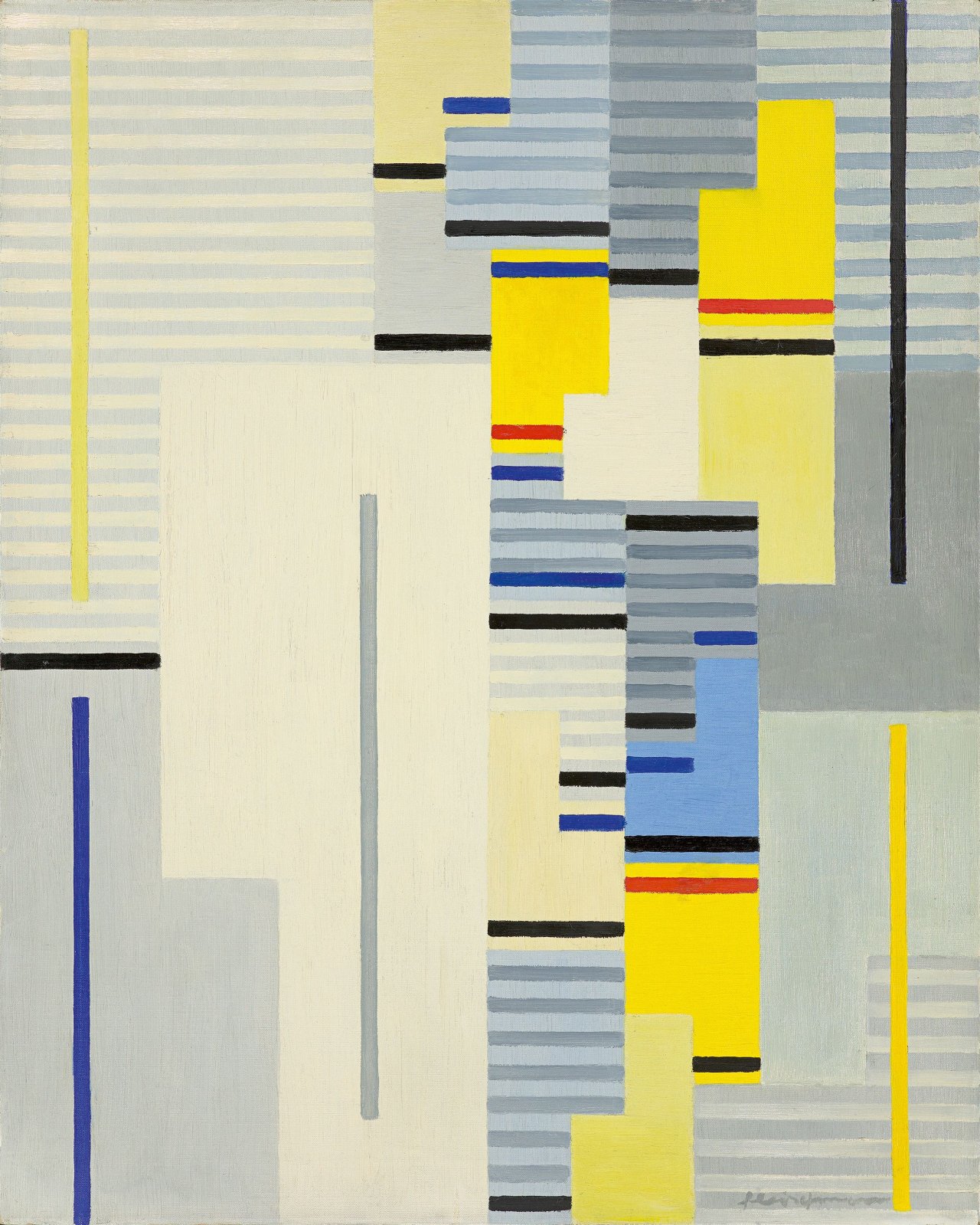 Auf diesem Bild ist das folgende Kunstwerk zu sehen: Adolf Fleischmann. „Composition # 34“. 1954.