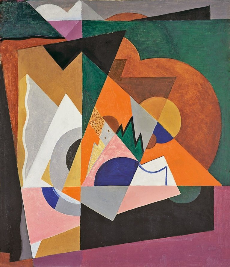 Auf diesem Bild ist das folgende Kunstwerk zu sehen: Gottfried Graf. Kompositorische Durchdringung. Um 1921/23.