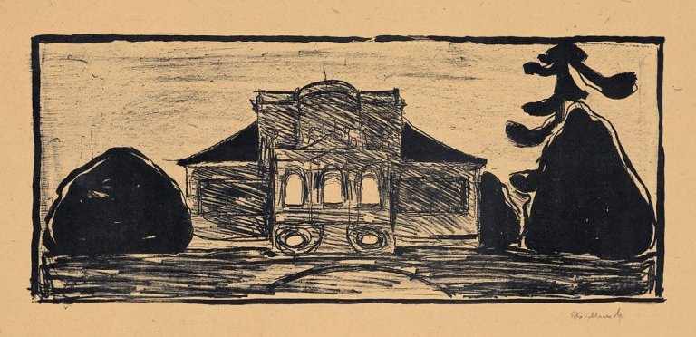 This picture shows the following artwork: Edvard Munch. „Die Gartenfront des Hauses Linde“. 1902.