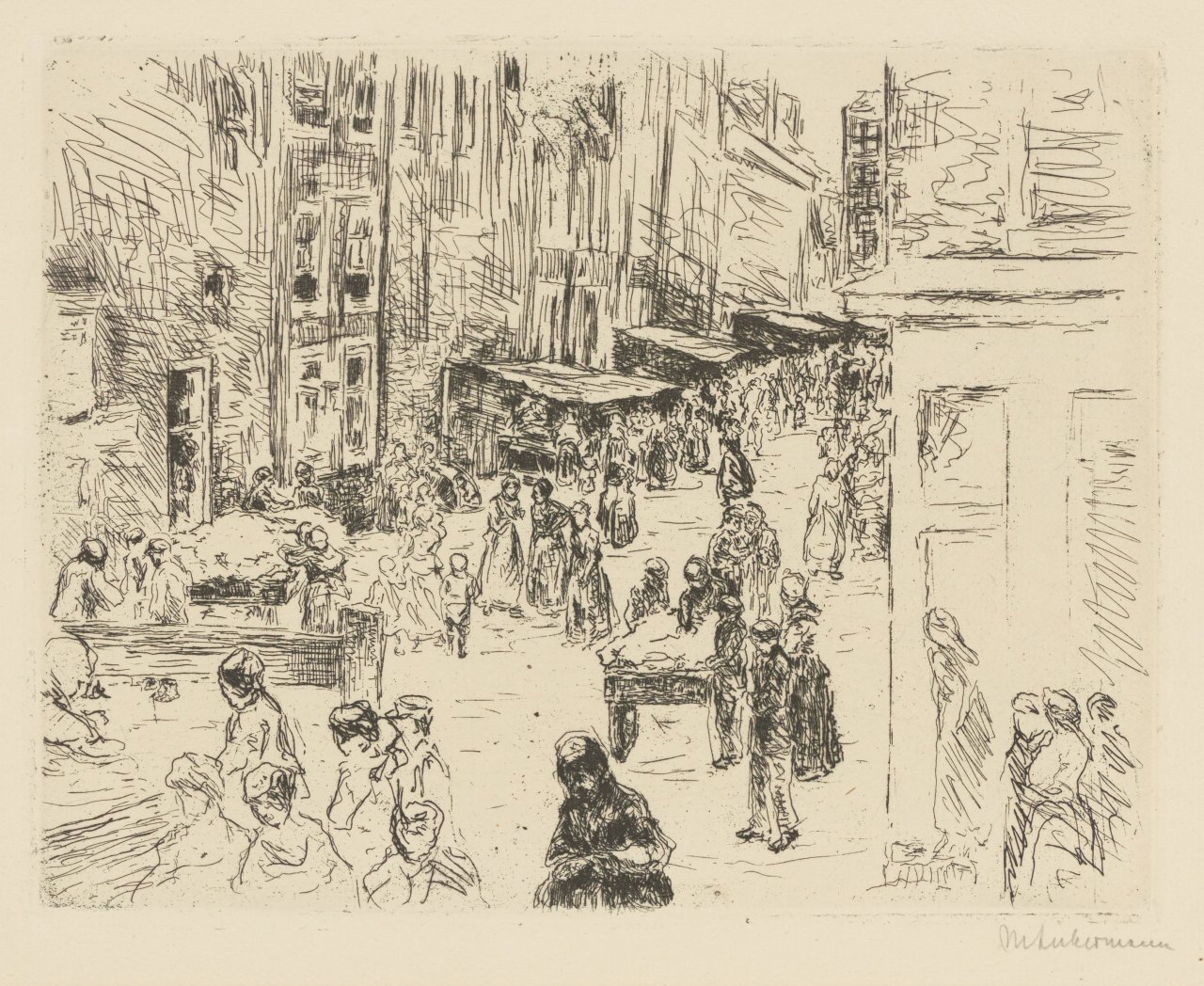 Auf diesem Bild ist das folgende Kunstwerk zu sehen: Max Liebermann. „Die Judengasse in Amsterdam“. 1906.