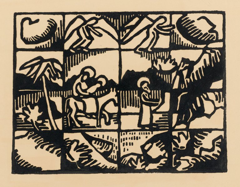Auf diesem Bild ist das folgende Kunstwerk zu sehen: Arthur Segal. Flucht nach Ägypten / Abendmahl. Um 1918.