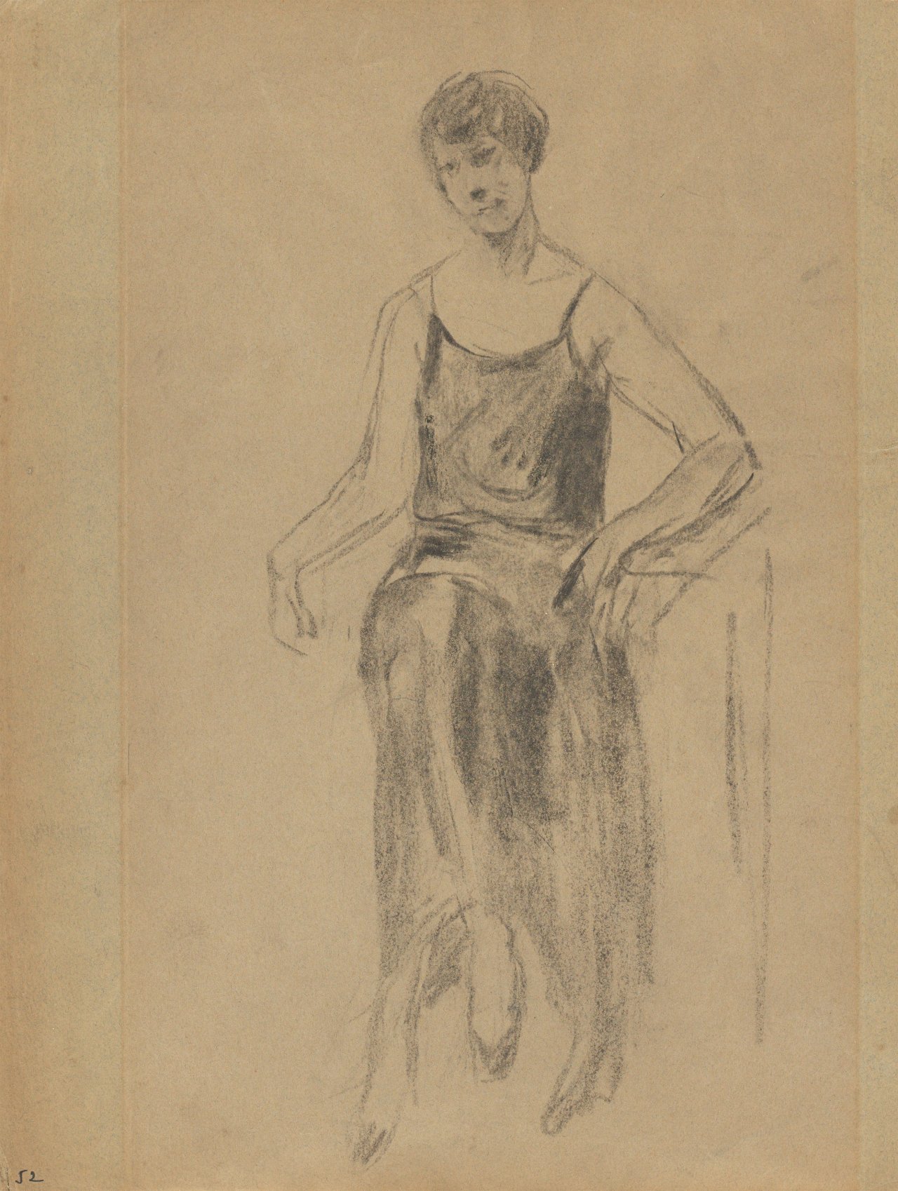 This picture shows the following artwork: Max Liebermann. ”Bildnis Genia Levine, sitzend im Abendkleid”. 1924.