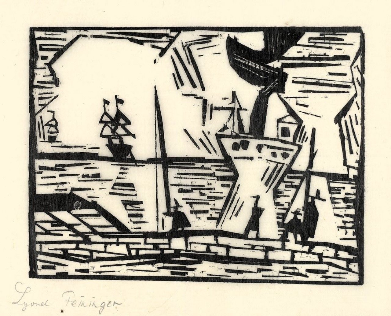 This picture shows the following artwork: Lyonel Feininger. „Auf der Quai-Mauer“. 1921.