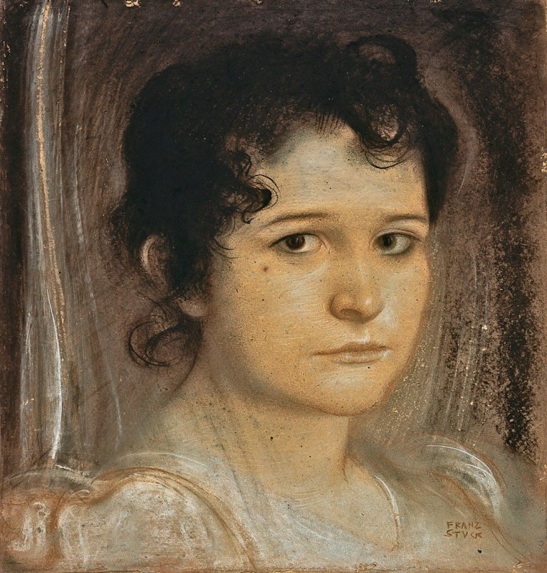 Auf diesem Bild ist das folgende Kunstwerk zu sehen: Franz von Stuck. „Weibliches Porträt“. Um 1892.