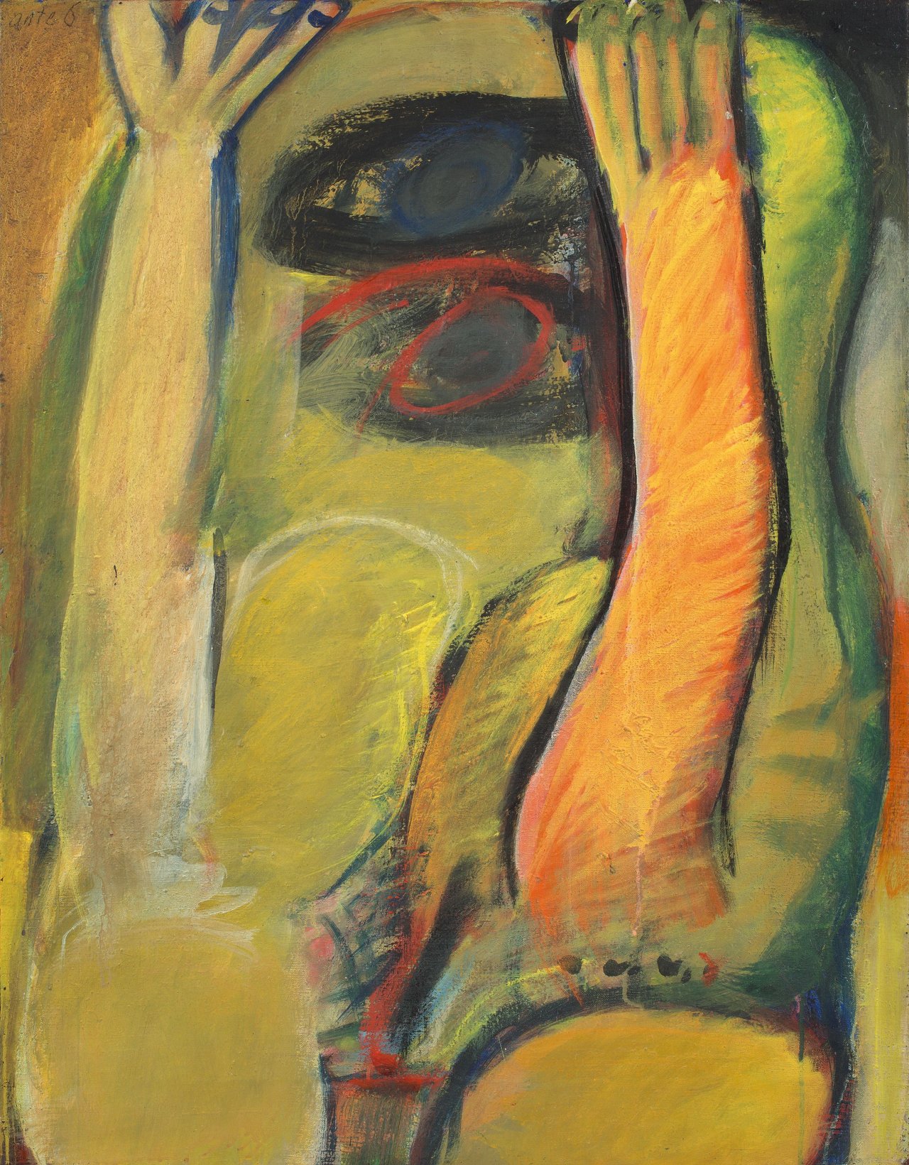 Auf diesem Bild ist das folgende Kunstwerk zu sehen: Horst Antes. „Gelbe Figur“. 1962.
