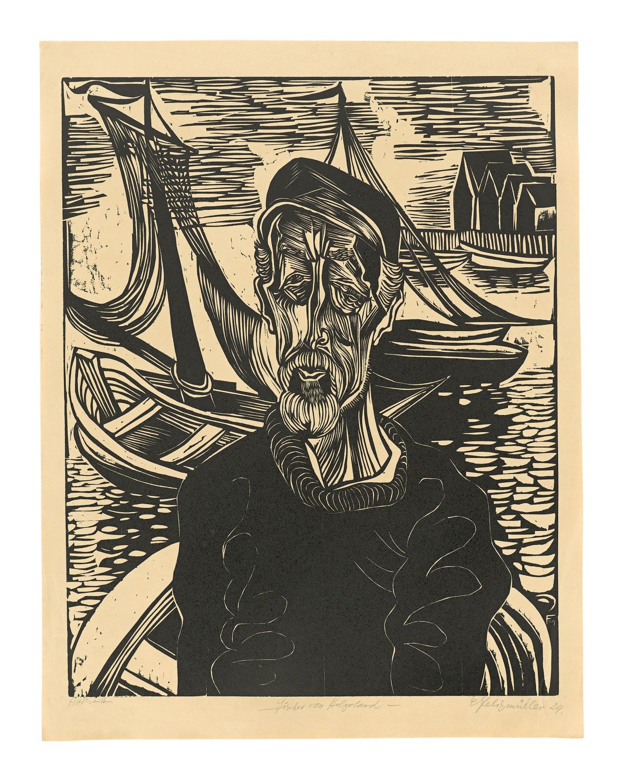 Auf diesem Bild ist das folgende Kunstwerk zu sehen: Conrad Felixmüller. „Fischer von Helgoland“. 1924.