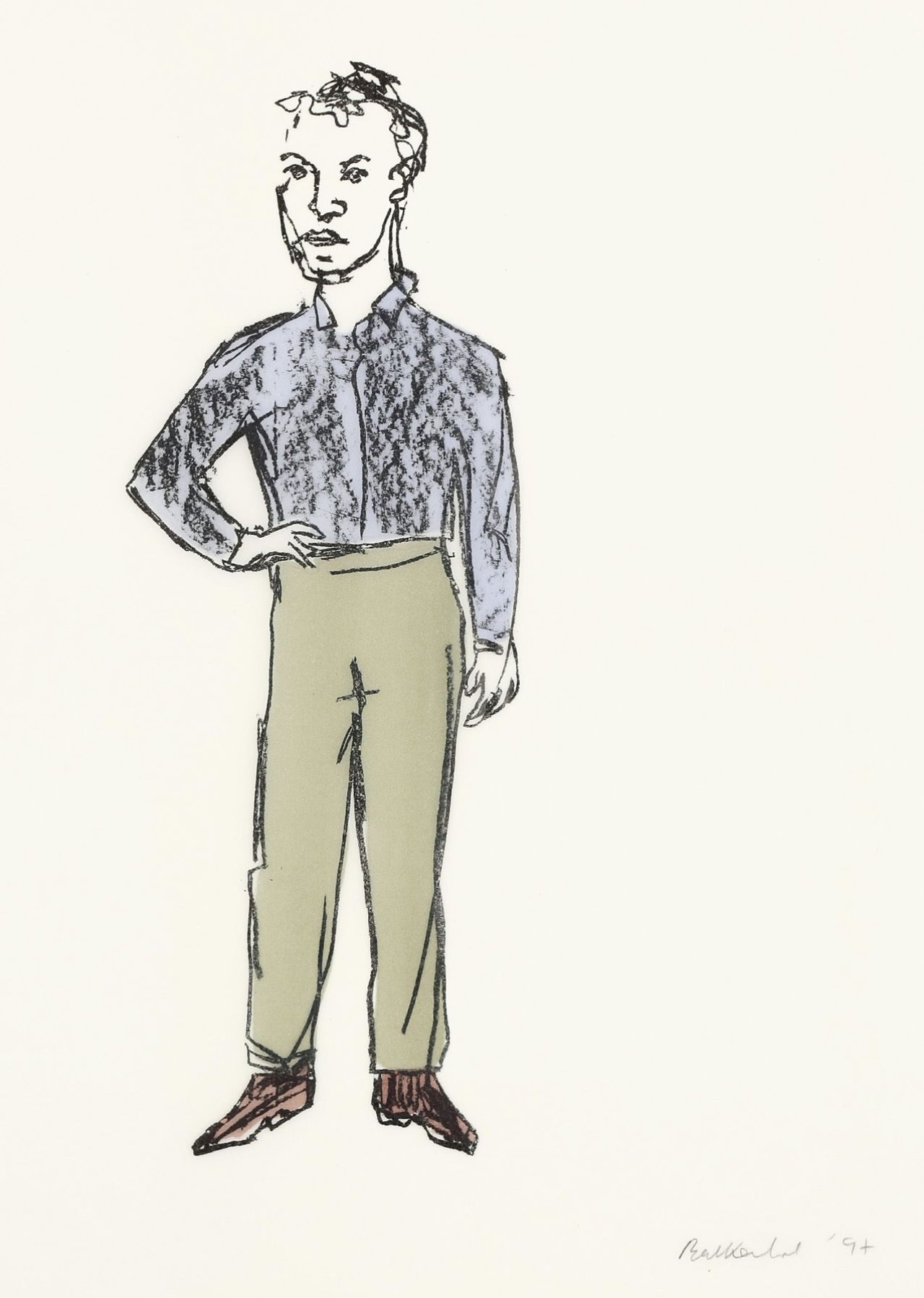This picture shows the following artwork: Stephan Balkenhol. „Mann in Hemd und Hose“. 1997.