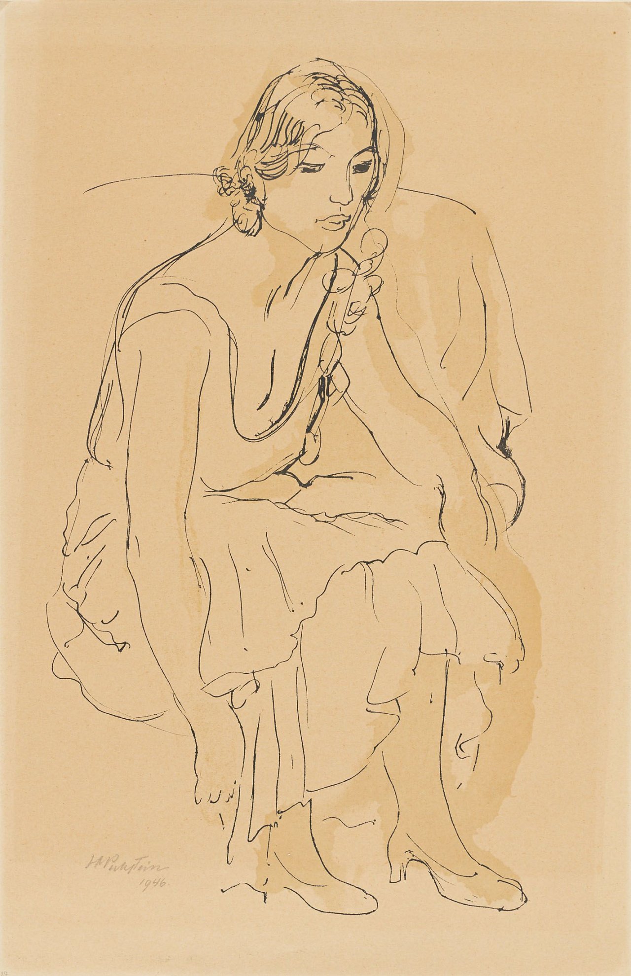 Auf diesem Bild ist das folgende Kunstwerk zu sehen: Max Pechstein. „Wartende“. 1946.