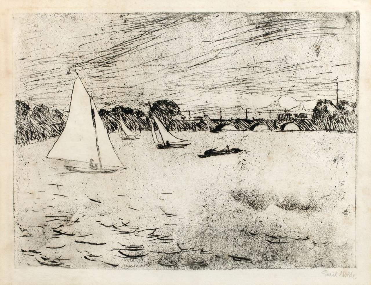 This picture shows the following artwork: Emil Nolde. „Hamburg, Alsterbassin“. 1910.