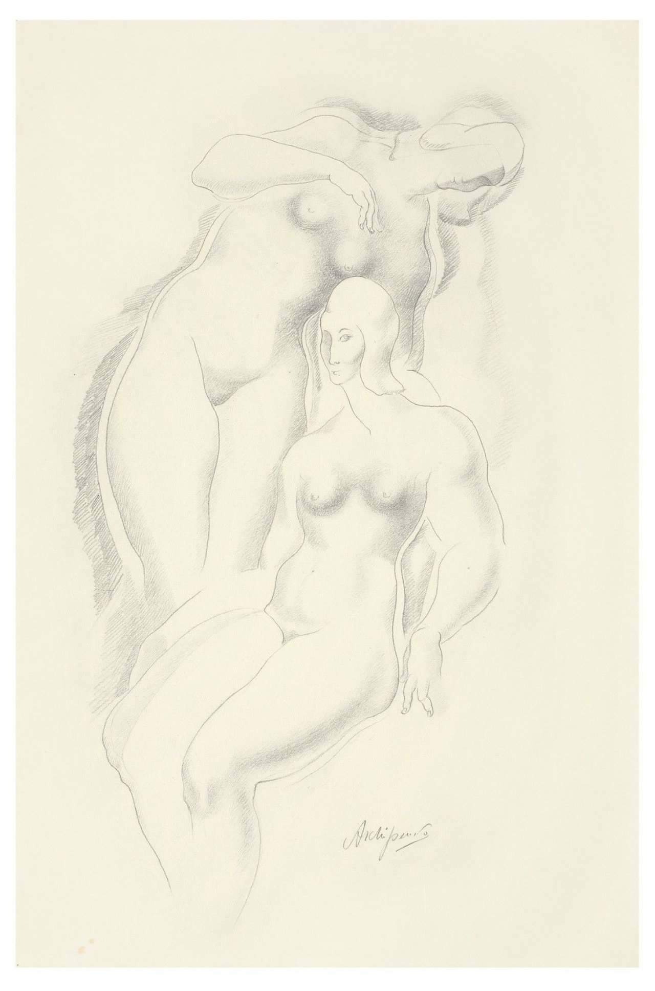 Auf diesem Bild ist das folgende Kunstwerk zu sehen: Alexander Archipenko. Zwei weibliche Akte. Um 1921.