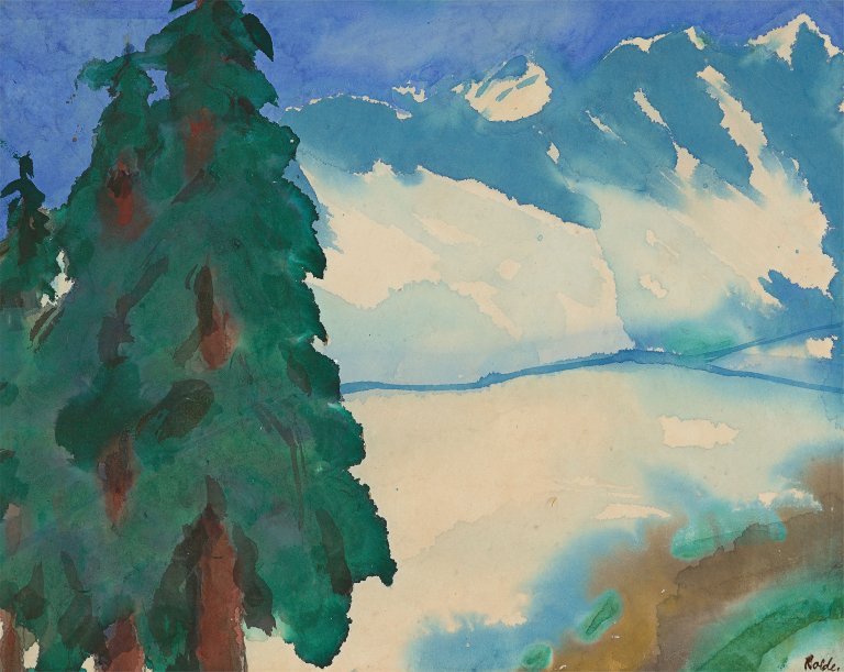 This picture shows the following artwork: Emil Nolde. Swiss mountains.