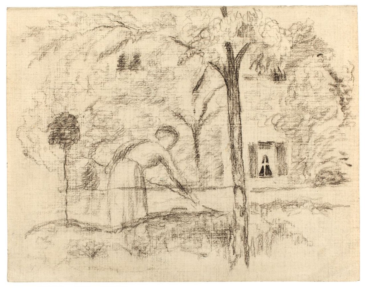 Auf diesem Bild ist das folgende Kunstwerk zu sehen: August Macke. „Frau bei der Gartenarbeit“. 1910.