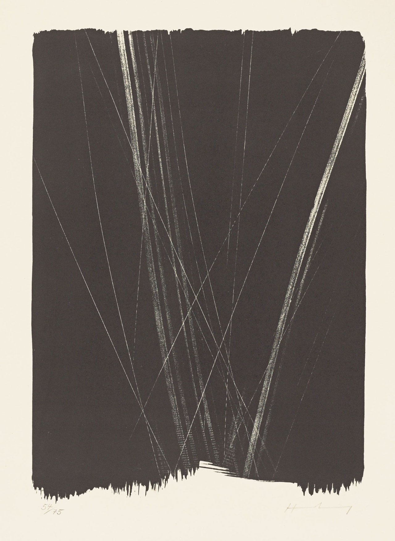 Auf diesem Bild ist das folgende Kunstwerk zu sehen: Hans Hartung. „L 134“. 1965.