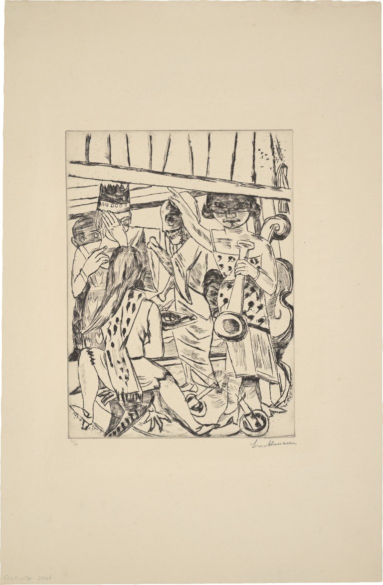 Auf diesem Bild ist das folgende Kunstwerk zu sehen: Max Beckmann. „Der Vorhang hebt sich“. 1923.
