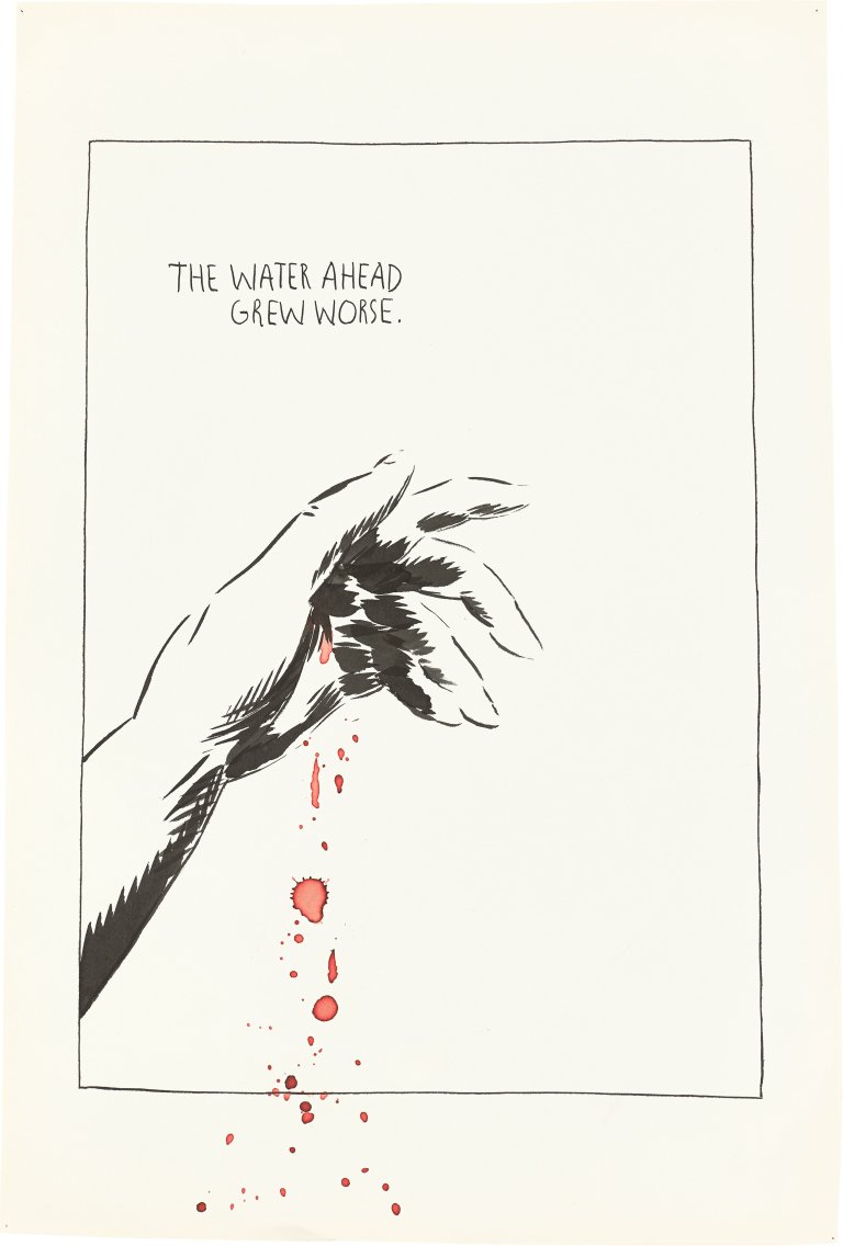 Auf diesem Bild ist das folgende Kunstwerk zu sehen: Raymond Pettibon. No Title (The water ahead...). 1991.