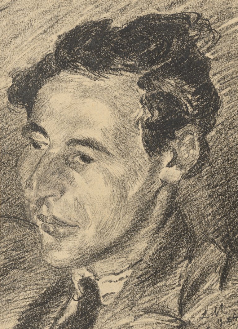 Auf diesem Bild ist das folgende Kunstwerk zu sehen: Ludwig Meidner. Porträt eines Knaben / „Geigenspieler Andreas Weissgerber“. 1924.