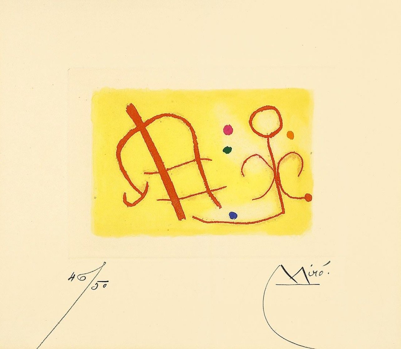 Auf diesem Bild ist das folgende Kunstwerk zu sehen: Joan Miró. Aus: „Fusées“. 1959.