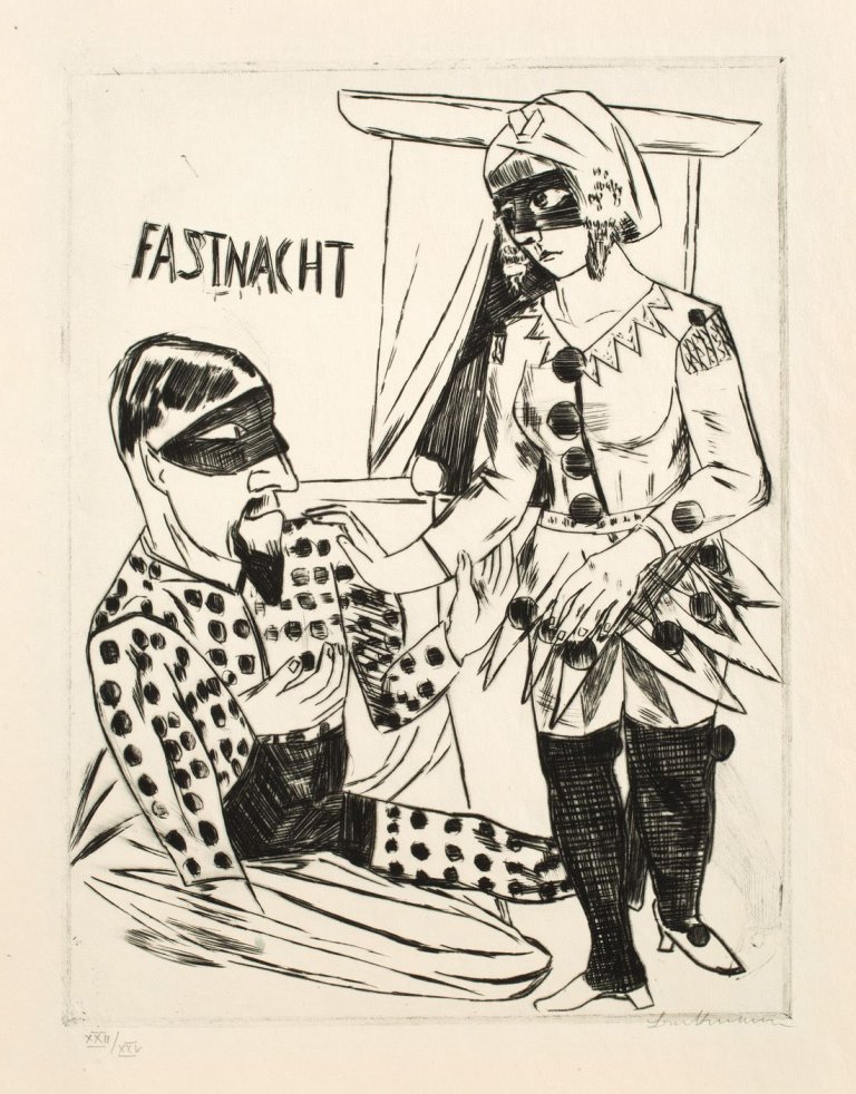 Auf diesem Bild ist das folgende Kunstwerk zu sehen: Max Beckmann. „Fastnacht“. 1922.