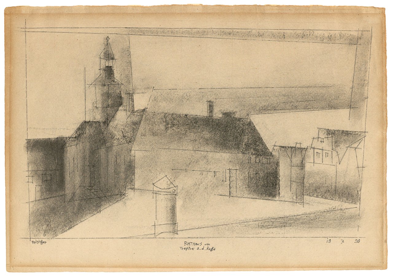This picture shows the following artwork: Lyonel Feininger. ”Rathaus von Treptow a.d. Rega”. 1928.