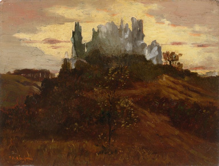 Auf diesem Bild ist das folgende Kunstwerk zu sehen: Théodore Rousseau. Château de Pierrefonds. Um 1829/32.