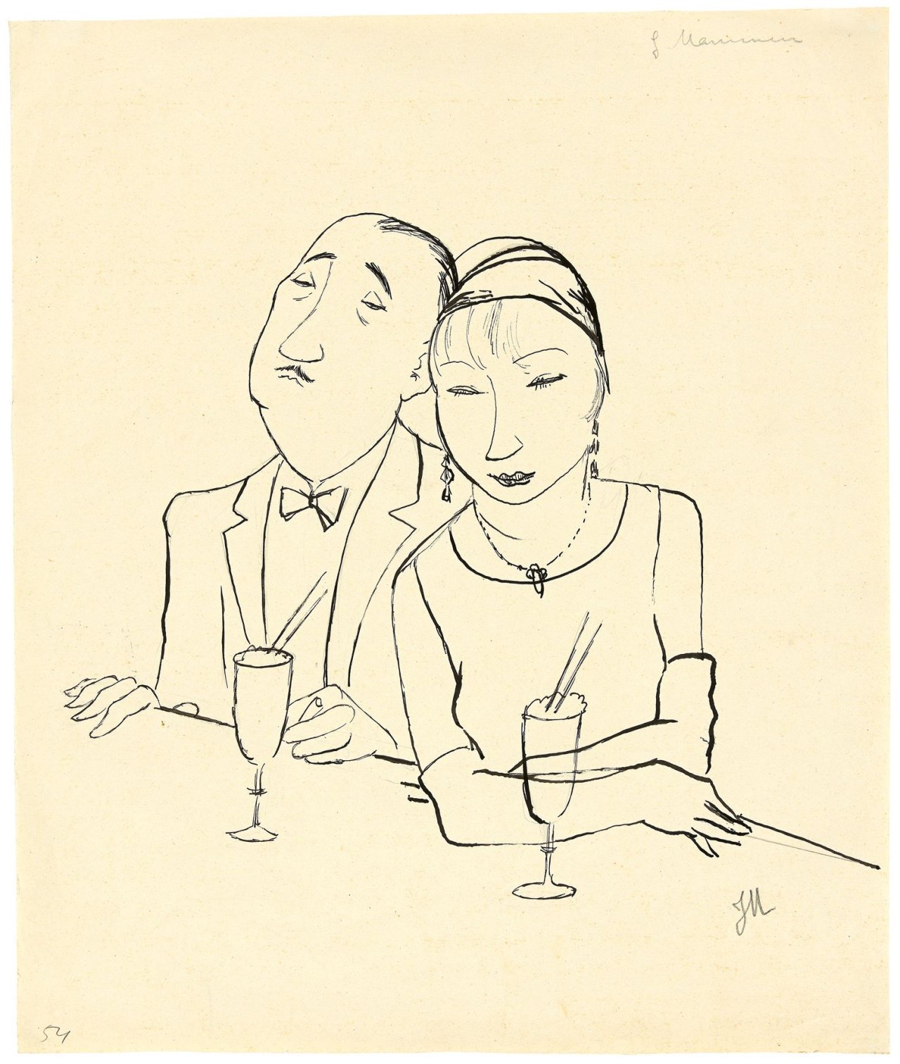 Auf diesem Bild ist das folgende Kunstwerk zu sehen: Jeanne Mammen. „Eiskaffee“. Um 1933.