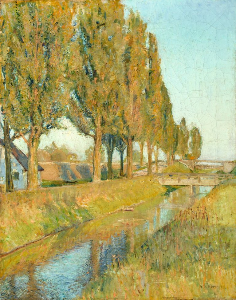 Auf diesem Bild ist das folgende Kunstwerk zu sehen: Thomas Theodor Heine. „Am Schleißheimer Kanal“. Um 1891.