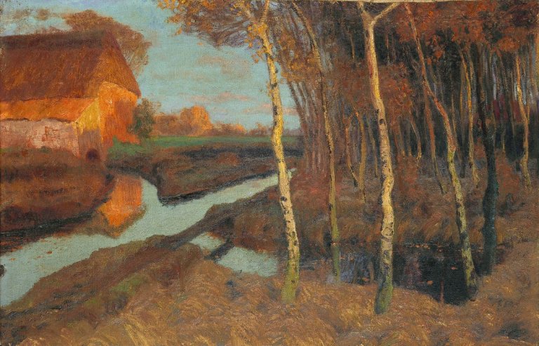 Auf diesem Bild ist das folgende Kunstwerk zu sehen: Fritz Overbeck. „Abend im Moor“. Um 1895/96.