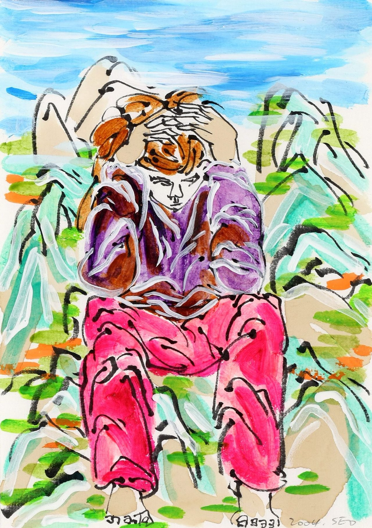 Auf diesem Bild ist das folgende Kunstwerk zu sehen:  SEO (d.i. Seo Soo-Kyoung ). „O.T. (pinkfarbene Hose)“. 2004.