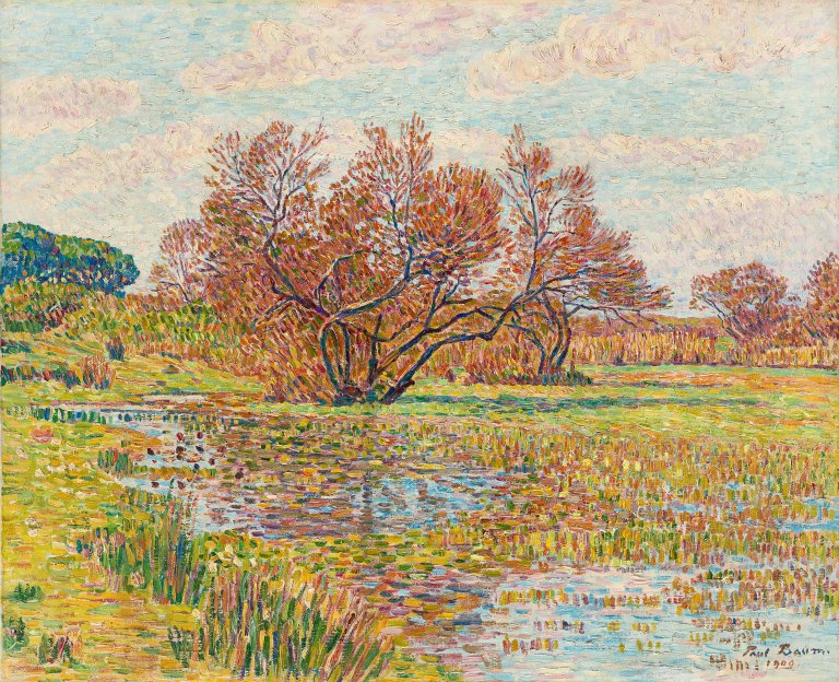 Auf diesem Bild ist das folgende Kunstwerk zu sehen: Paul Baum. Landschaft bei Arles. 1909.