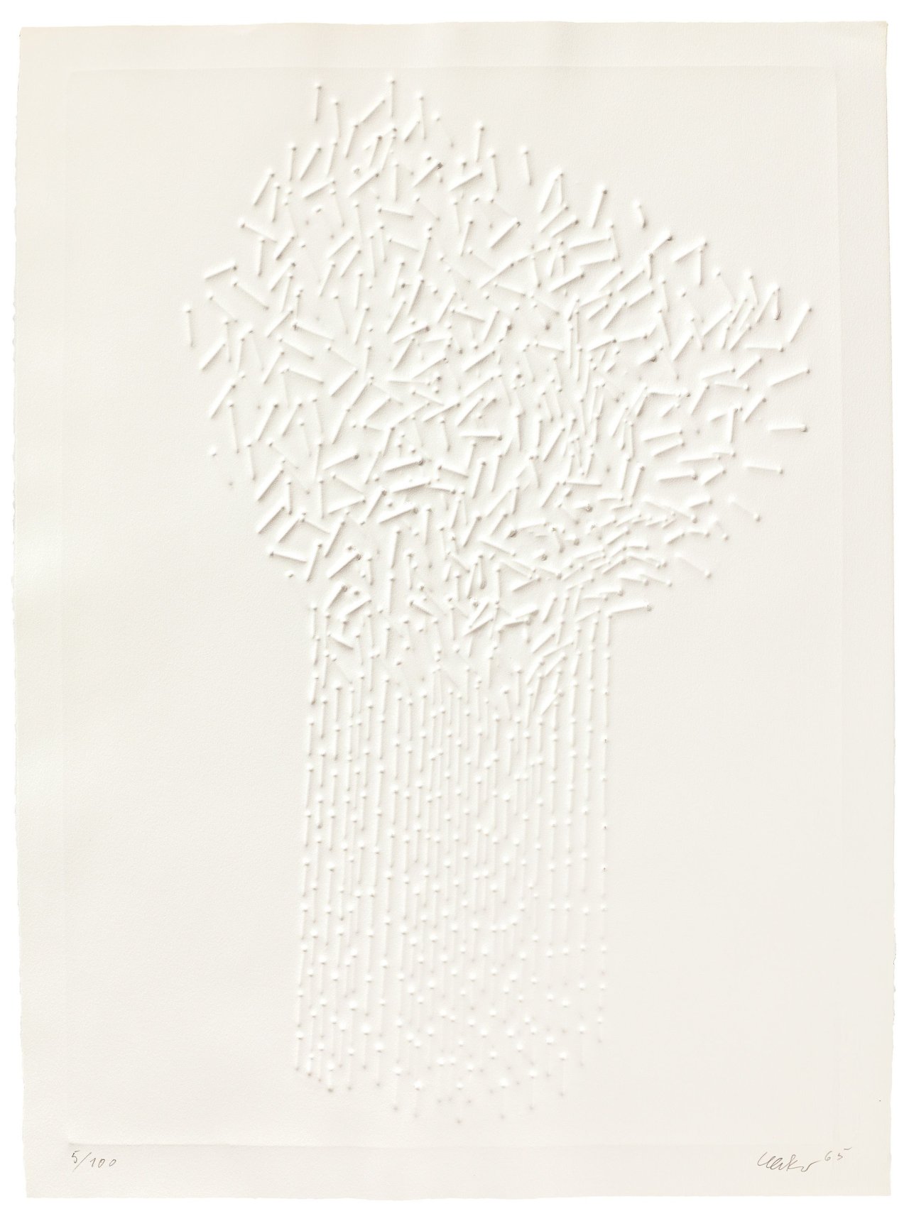 Auf diesem Bild ist das folgende Kunstwerk zu sehen: Günther Uecker. Nagelbaum. 1965.