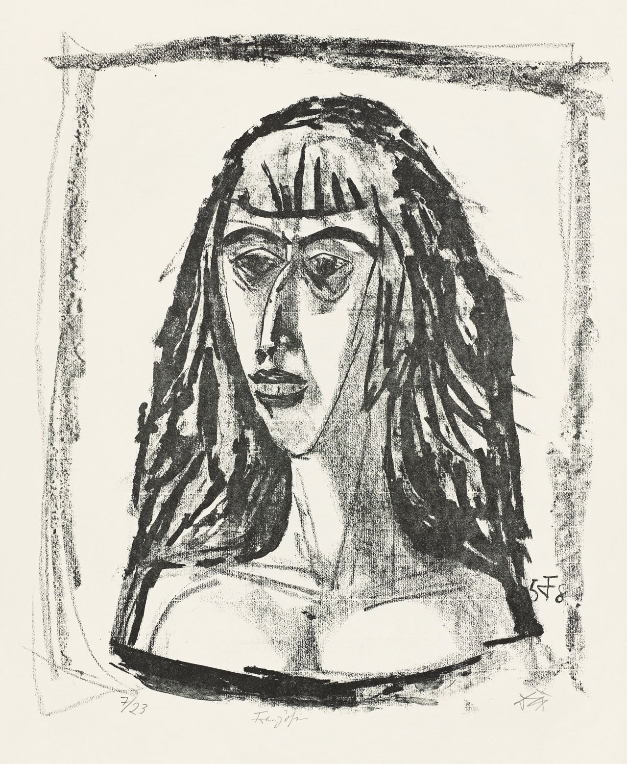 Auf diesem Bild ist das folgende Kunstwerk zu sehen: Otto Dix. „Französin“. 1958.