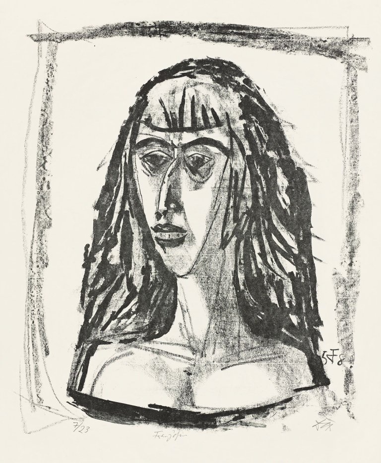 Auf diesem Bild ist das folgende Kunstwerk zu sehen: Otto Dix. „Französin“. 1958.